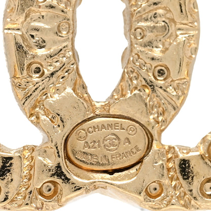 Chanel Metal Textured CC Earrings Gold 4 of 4