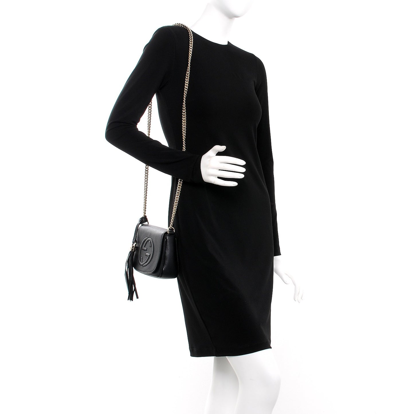 Pebbled Calfskin Small Soho Flap Crossbody Black