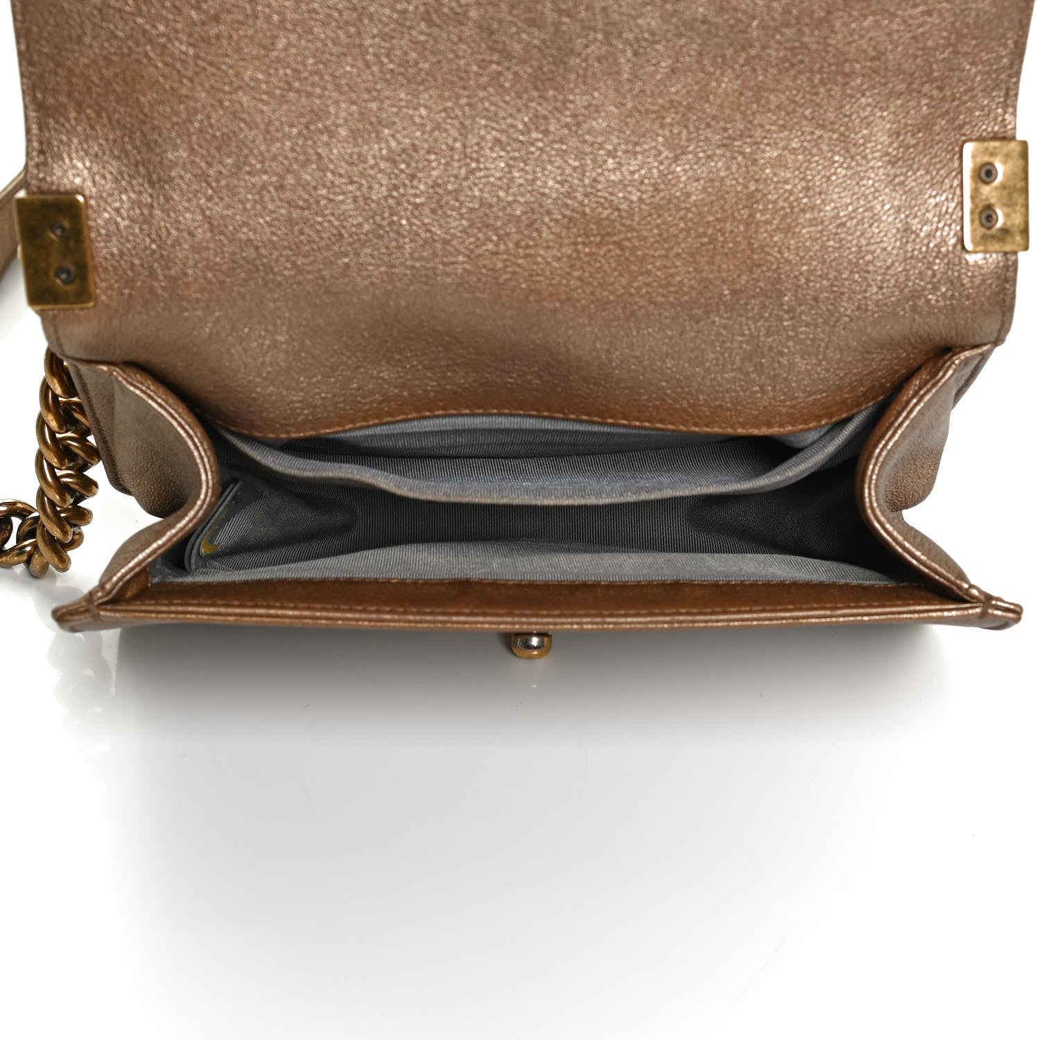 Chanel Metallic Lambskin Small Golden CC Boy Flap Dark Gold 4 of 9