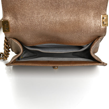 Chanel Metallic Lambskin Small Golden CC Boy Flap Dark Gold 4 of 9