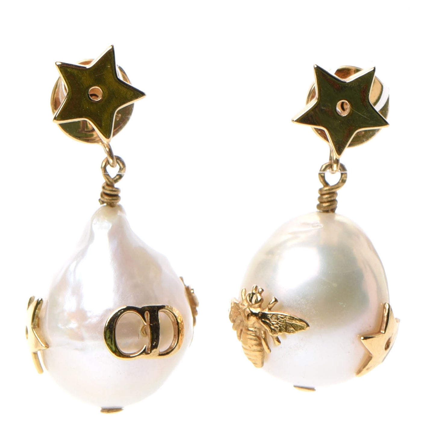 Pearl Star Earrings Gold