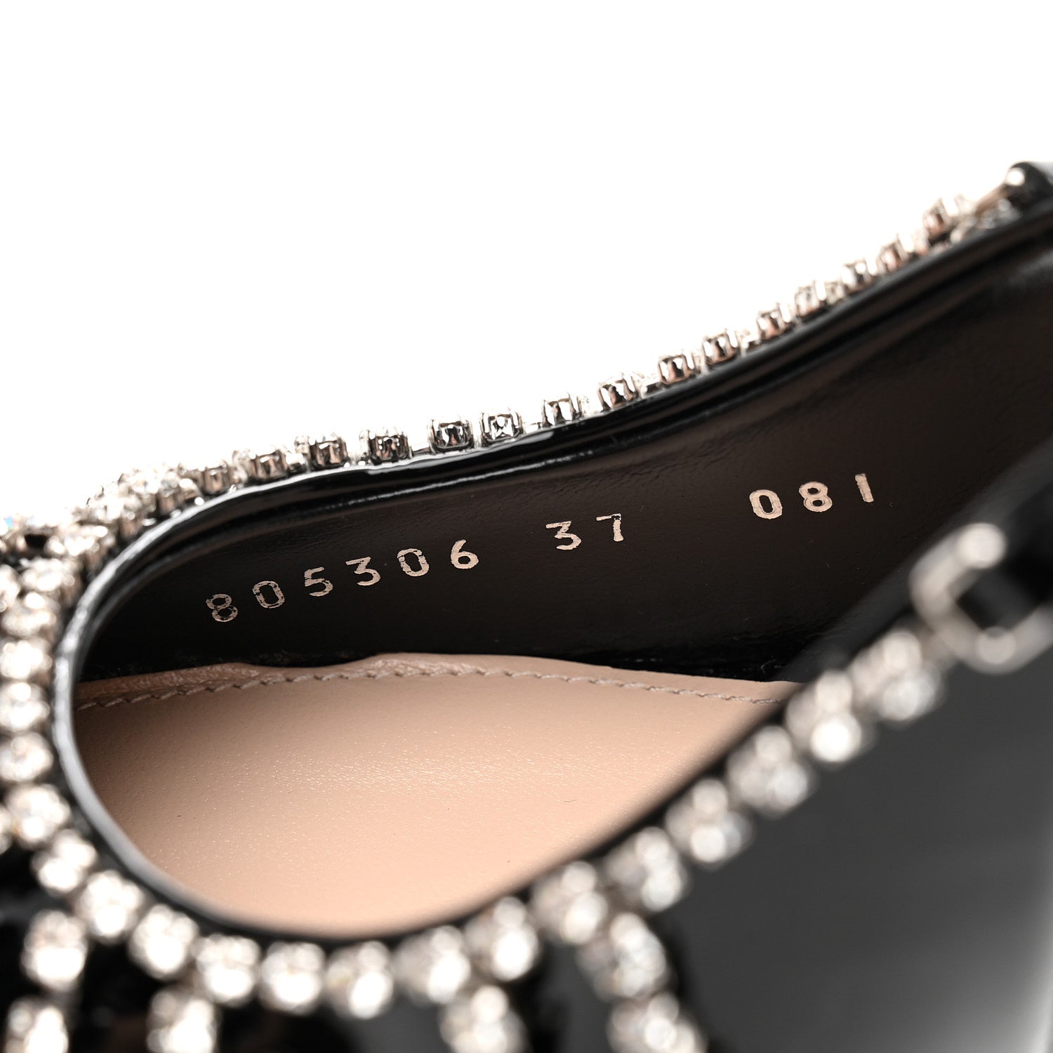 Gucci Vernice Crystal Embellished Guinevere Slingback Pumps 37 Black 9 of 10