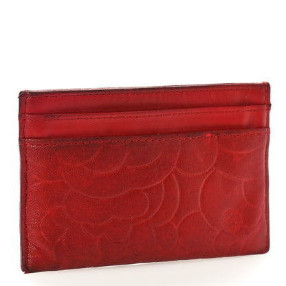 Chanel Lambskin Camellia Card Holder Dark Red 3 of 11