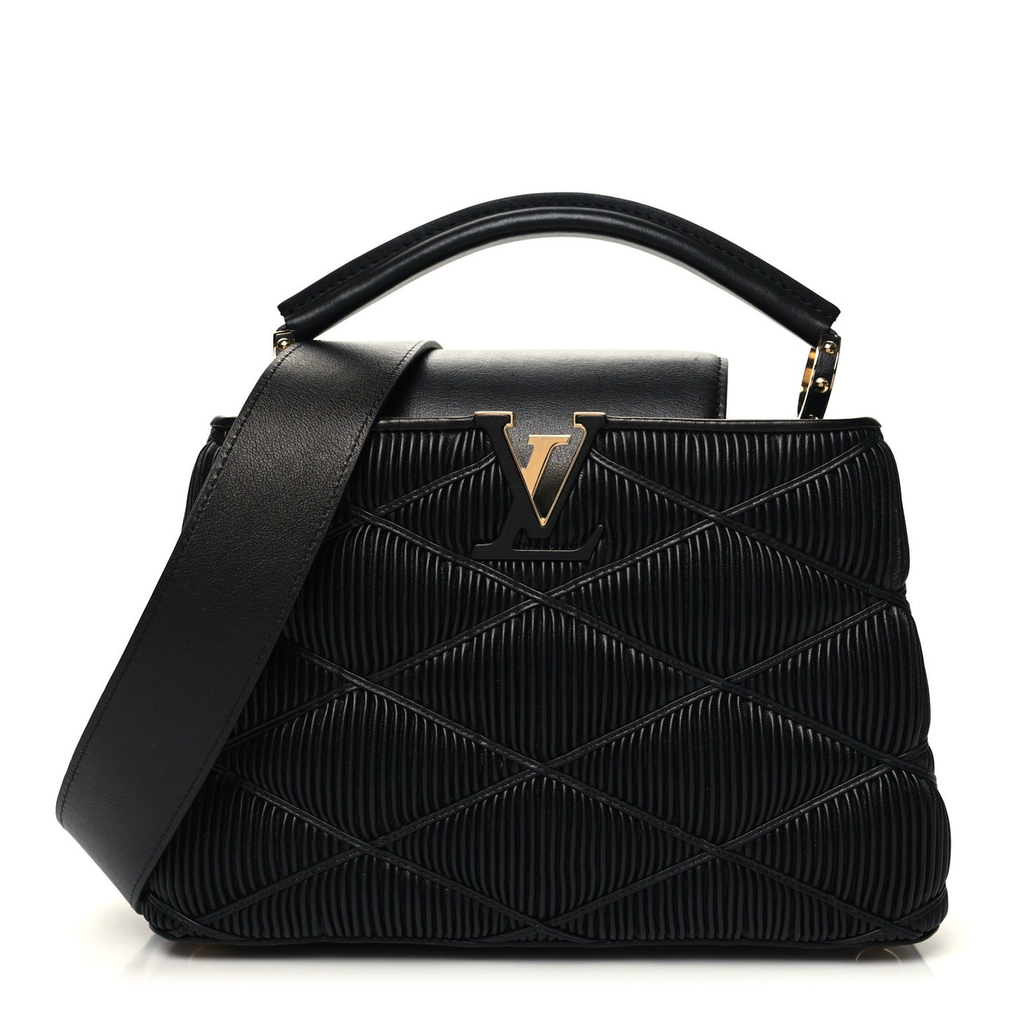 Calfskin Pleated Capucines BB Black