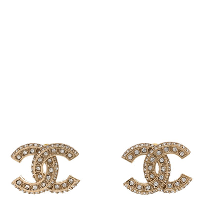 Chanel Crystal Timeless CC Earrings Light Gold 1 of 5