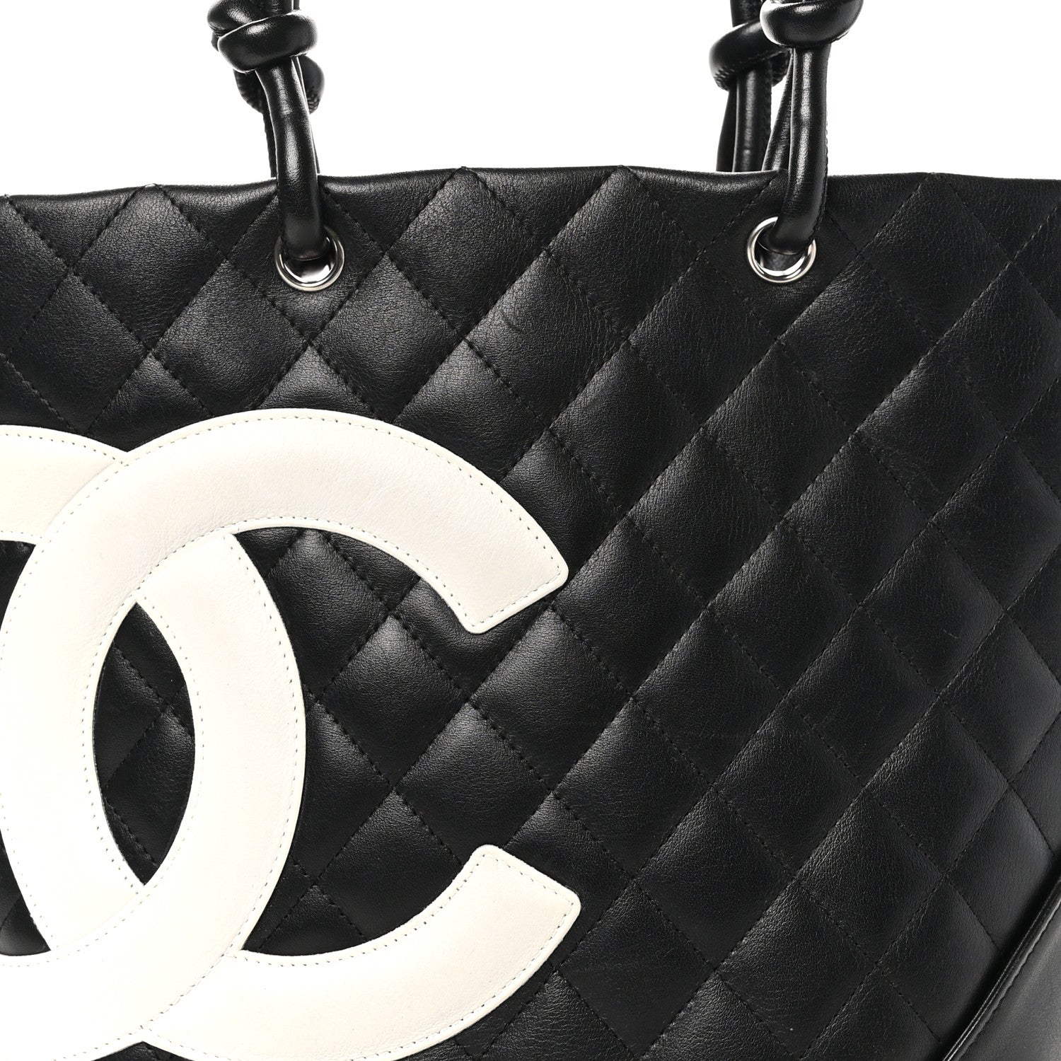 Chanel Calfskin Quilted Medium Cambon Tote Black White 8 of 10