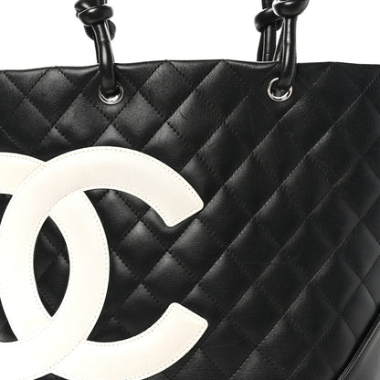Chanel Calfskin Quilted Medium Cambon Tote Black White 8 of 10