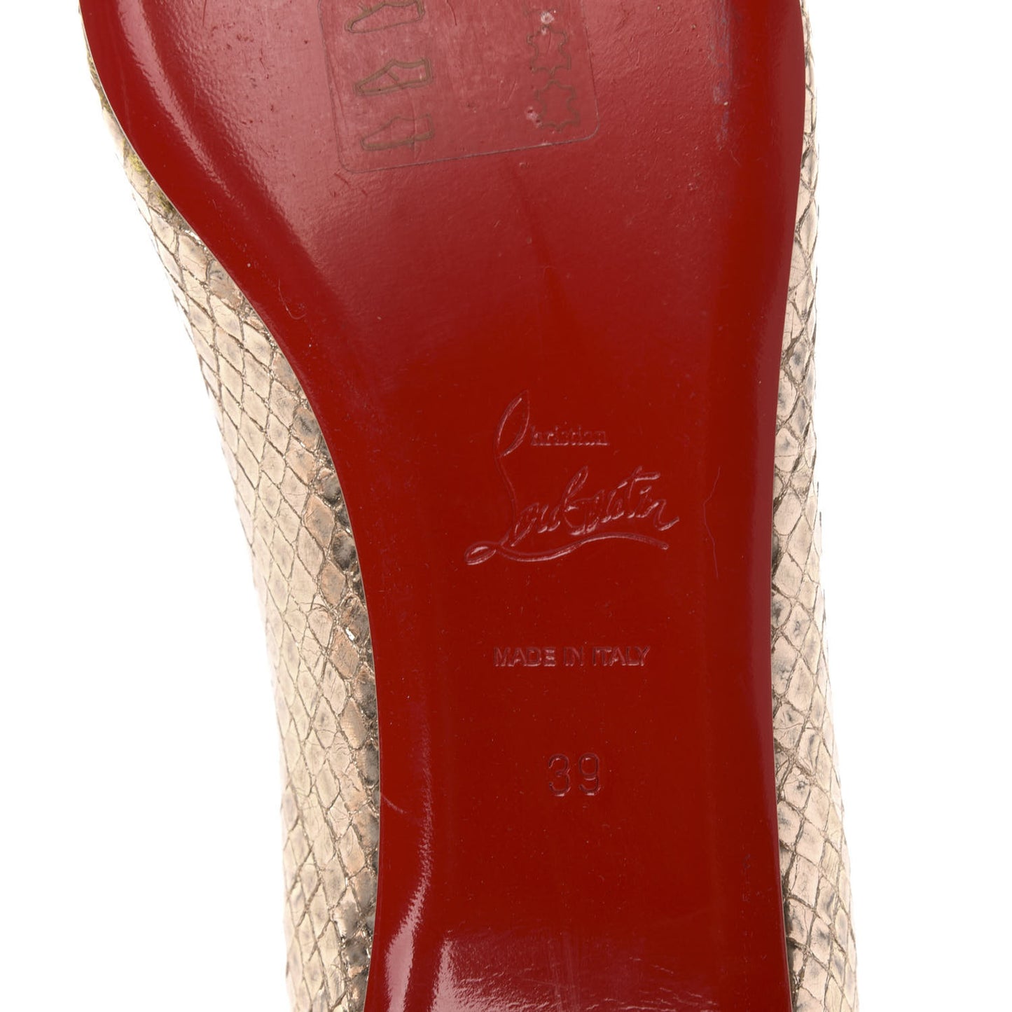 Metallic Snakeskin Embossed Solasofia Flats 39 Gold