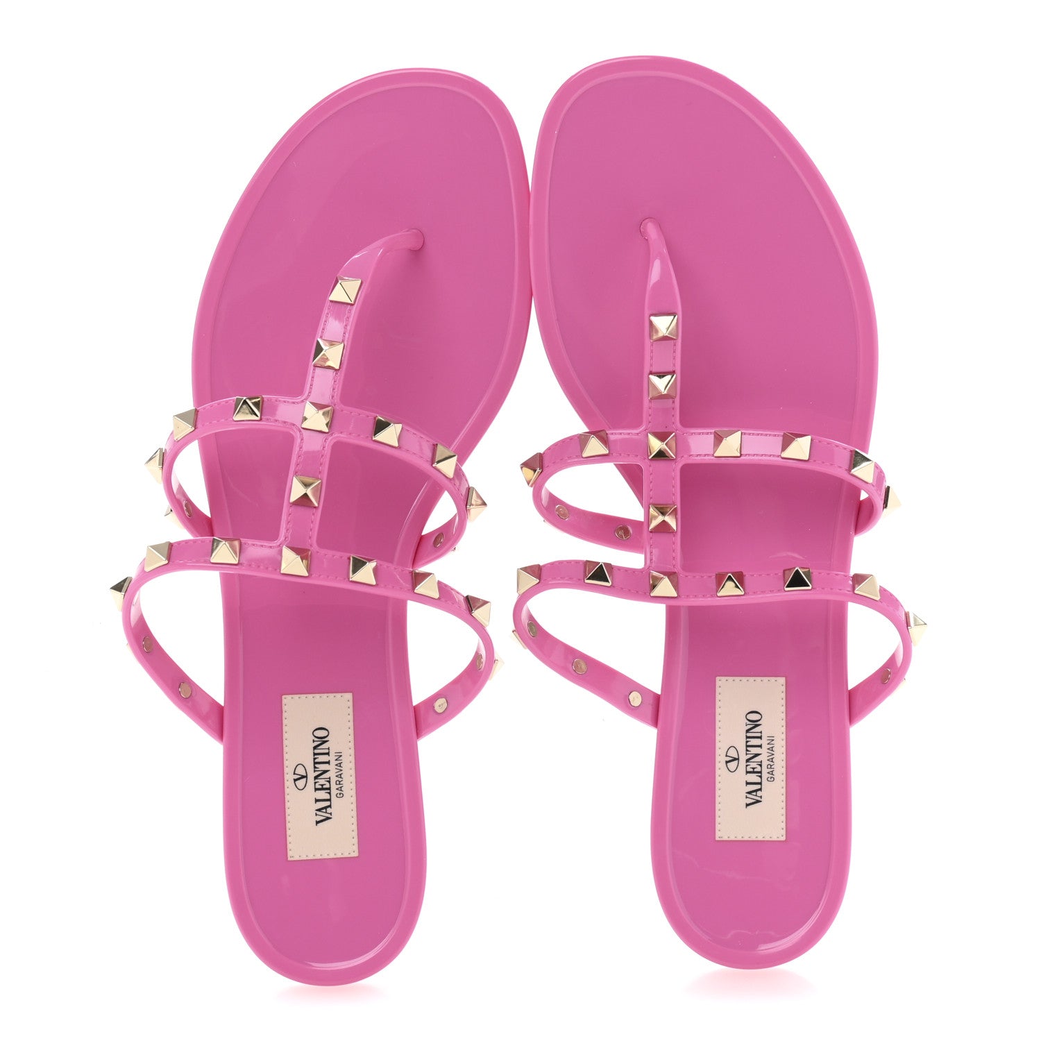 Valentino Garavani PVC Jelly Rockstud Caged Flat Thong Sandals 40 Dawn Pink 2 of 10
