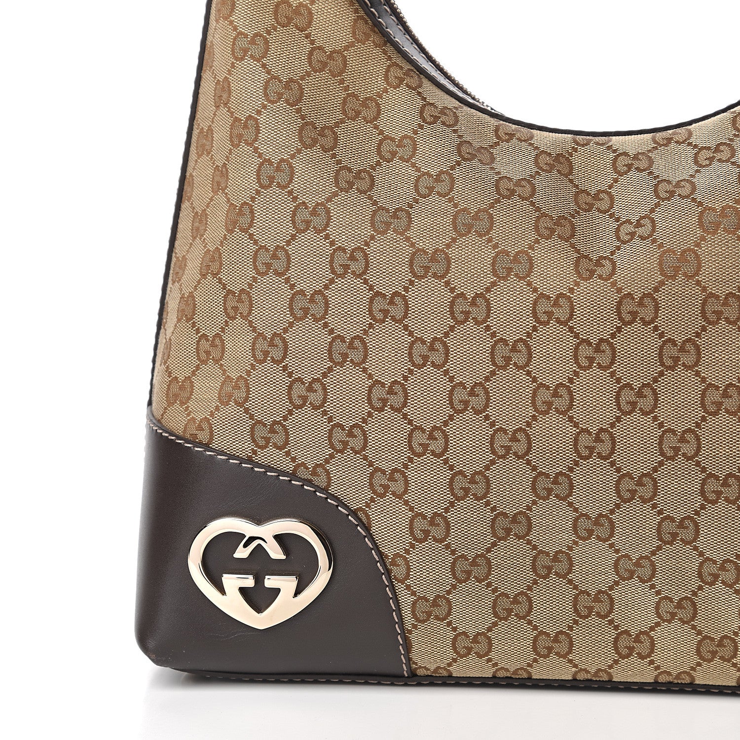 Gucci Monogram Medium Lovely Heart Hobo Brown 14 of 14