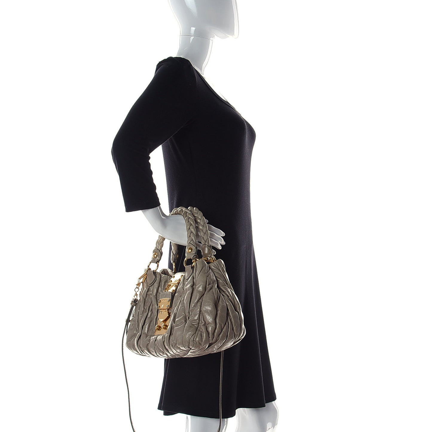 Nappa Matelasse Top Handle Satchel Fumo