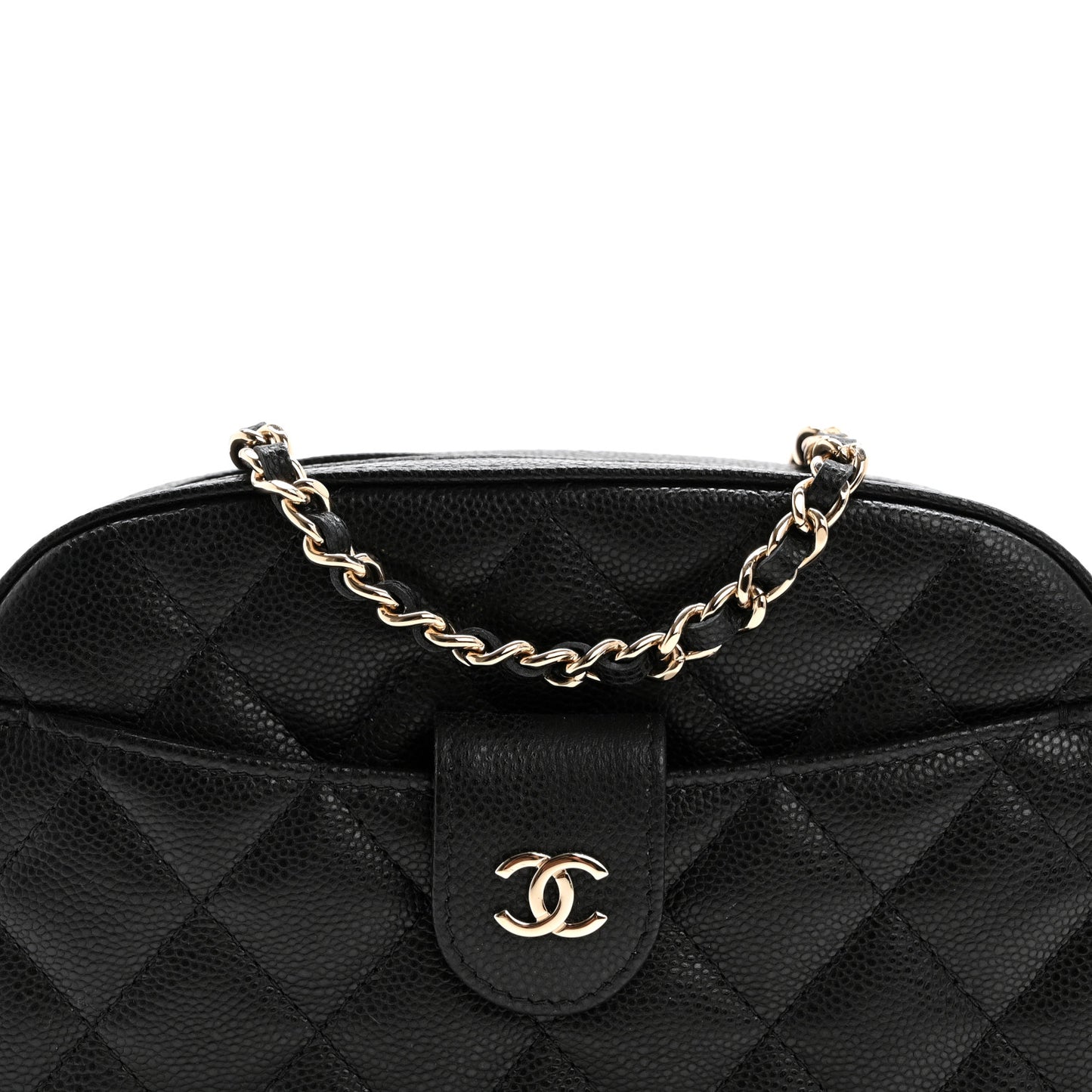 Caviar Quilted Chain Camera Bag Black
