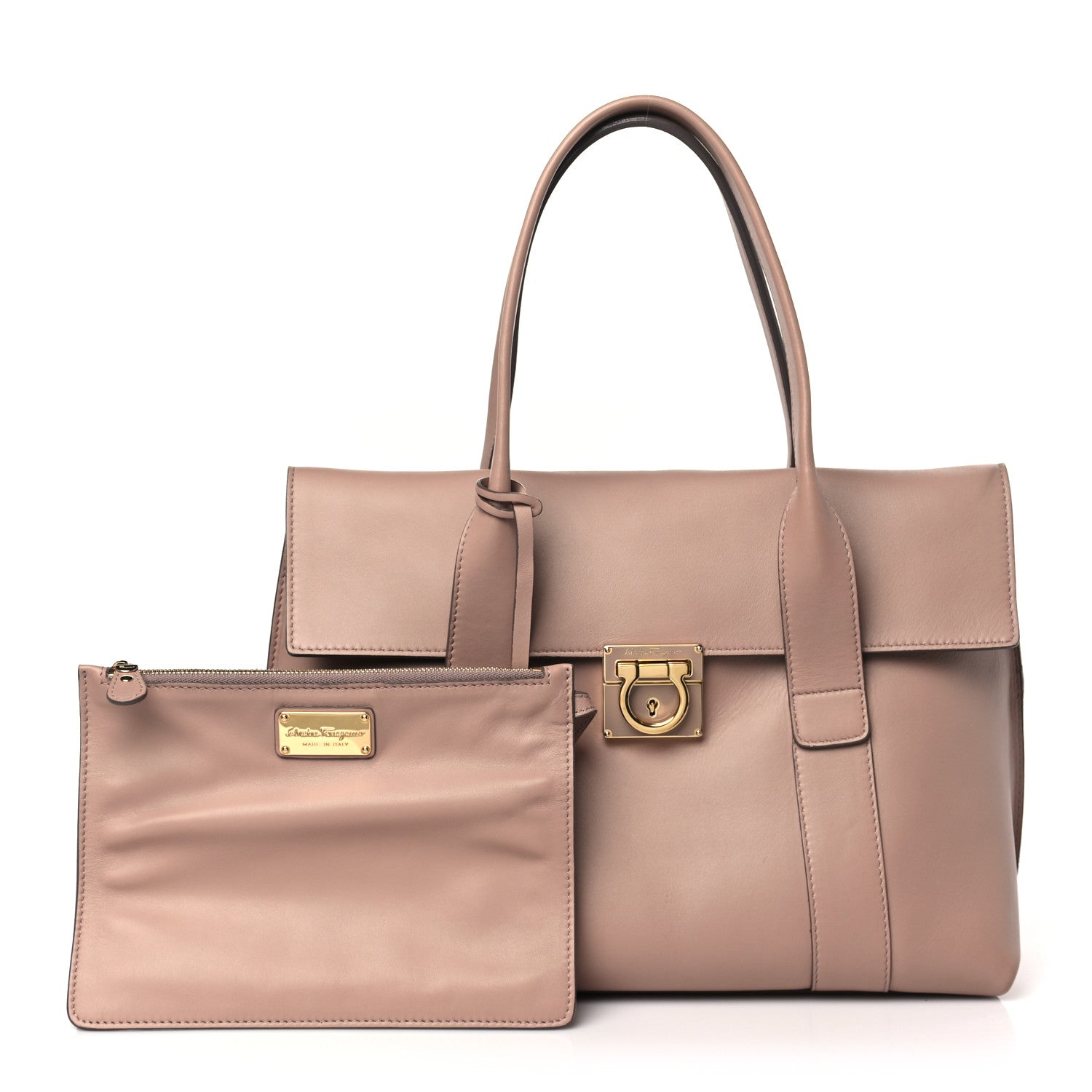 Salvatore Ferragamo Calfskin Medium Sookie Satchel Ameretti 3 of 9