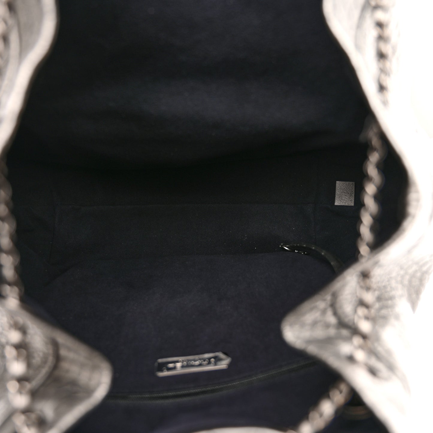 Metallic Calfskin Crocodile Embossed Large Backpack Silver