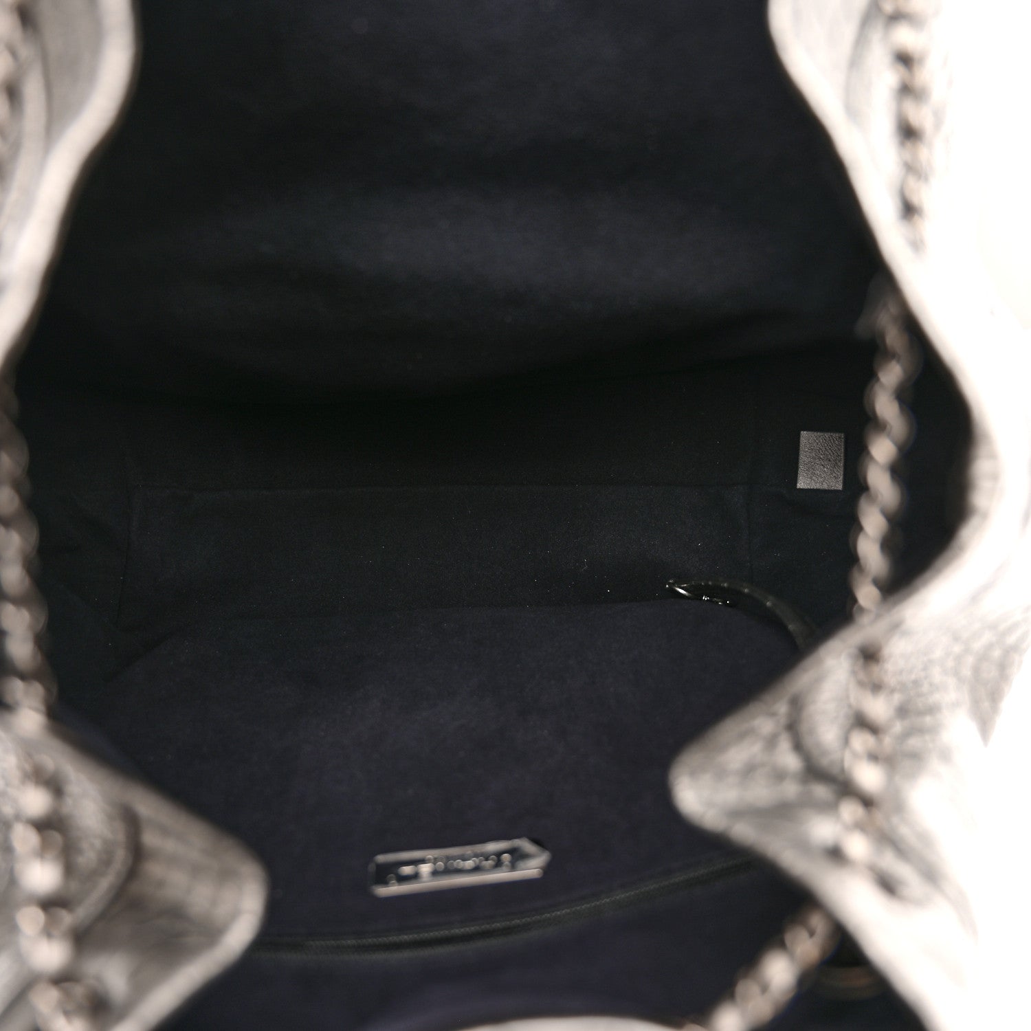 Chanel Metallic Calfskin Crocodile Embossed Large Backpack Silver 5 of 10