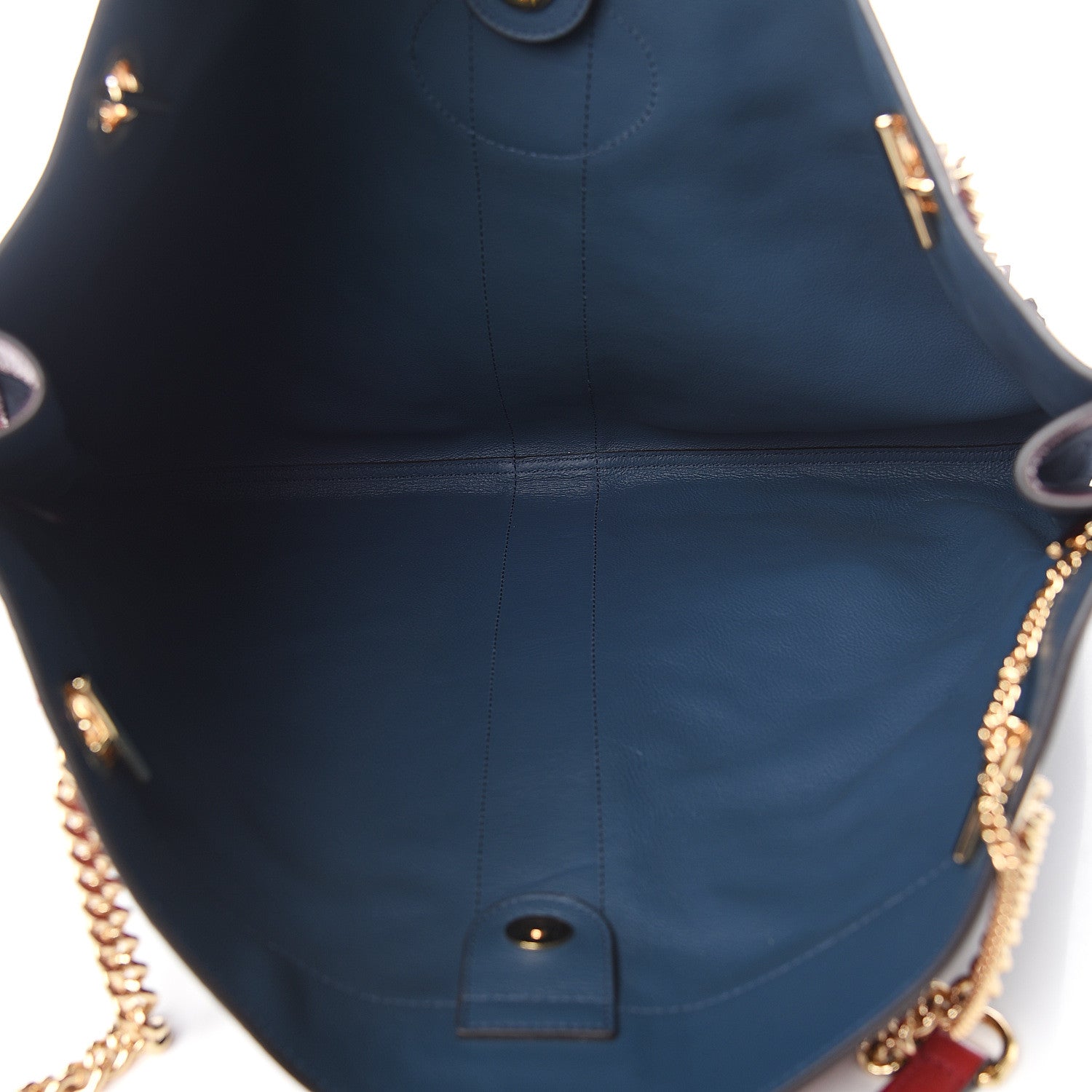 Gucci Suede Calfskin Large Rajah Chain Tote New Blue Romantic Cherry 4 of 9