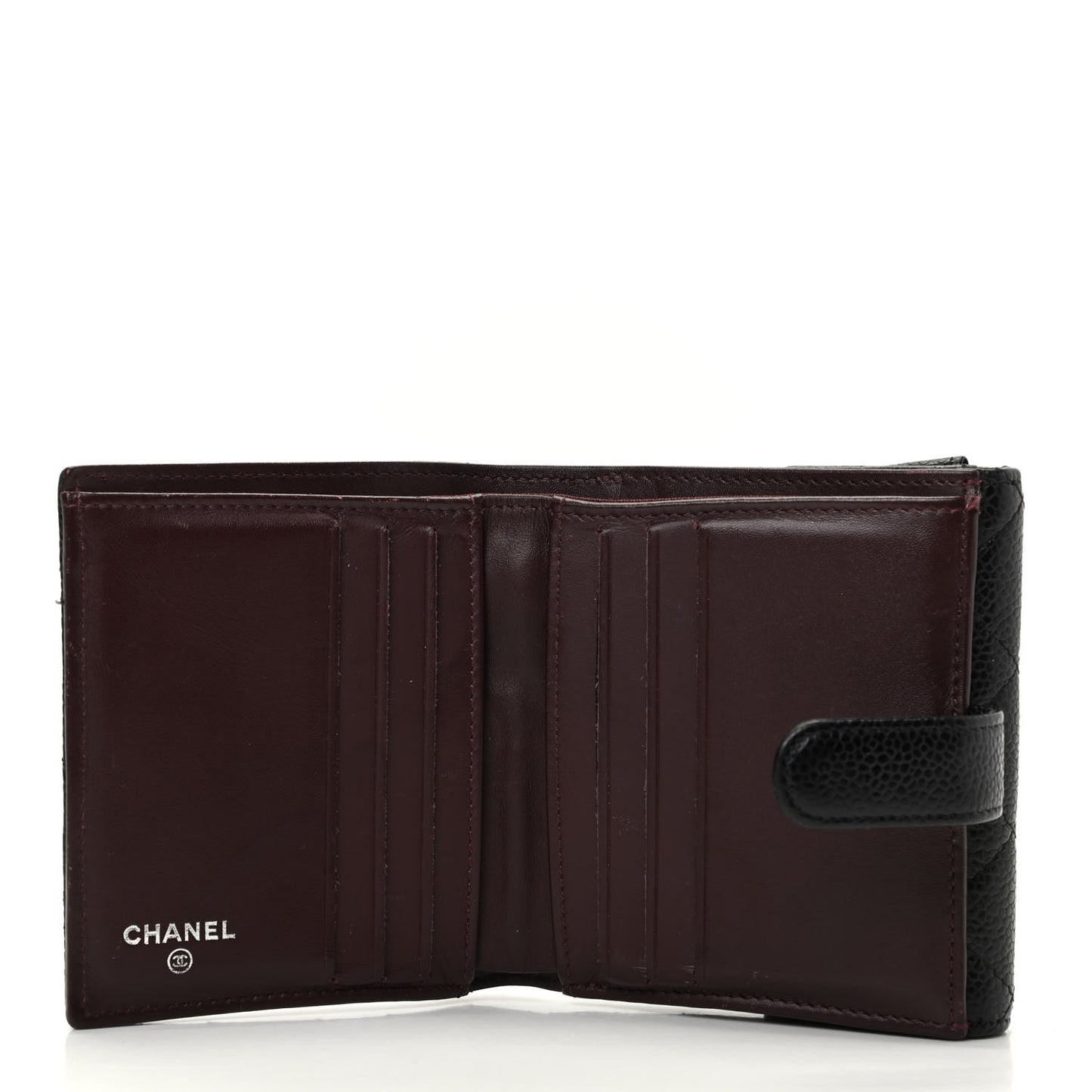 Caviar Quilted Compact French Flap Wallet Black