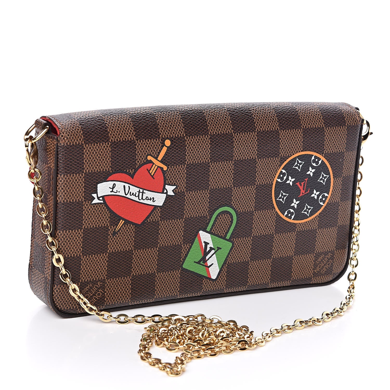 Louis Vuitton Damier Ebene LV Stories Pochette Felicie Chain Wallet 3 of 12