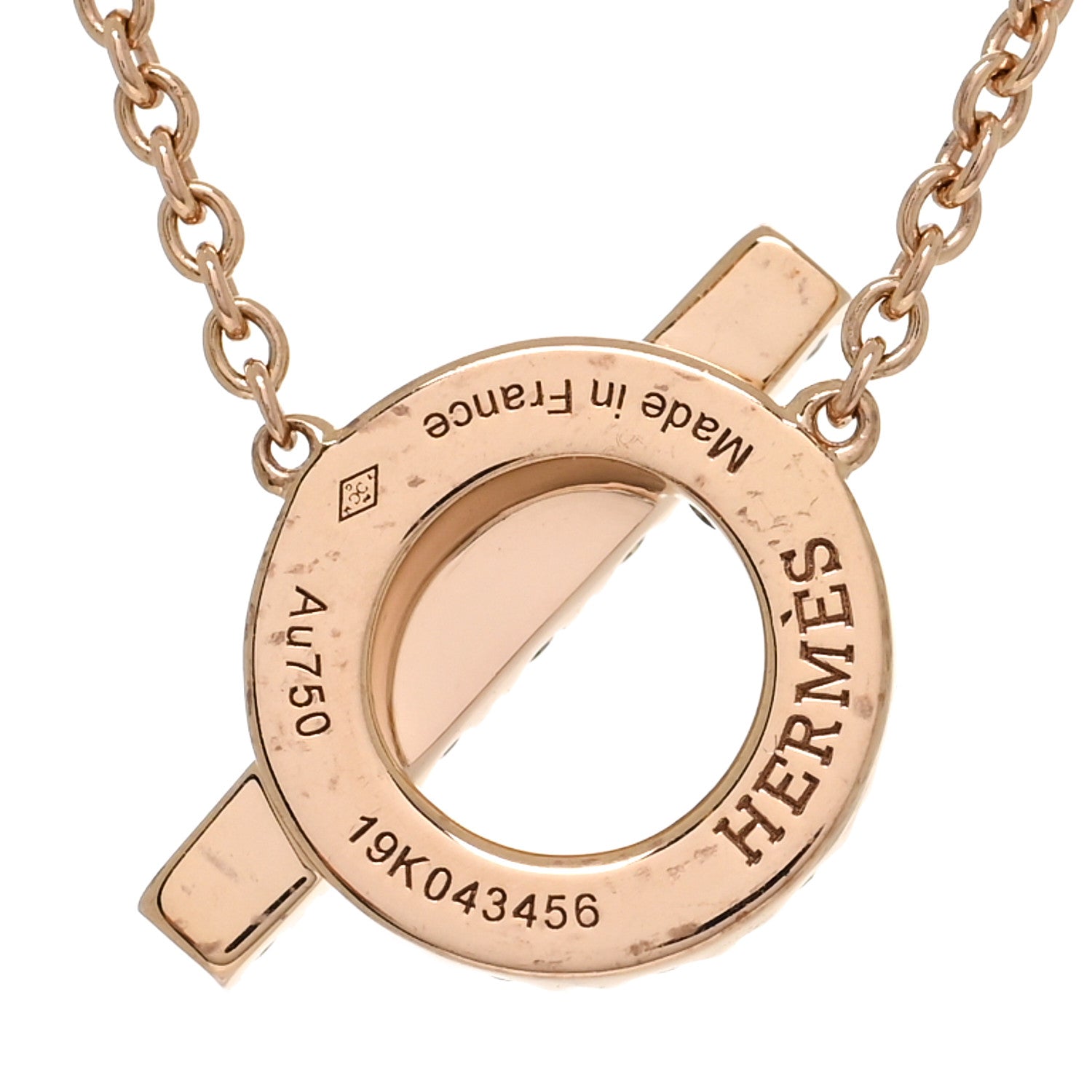 Hermes 18K Rose Gold Green Sapphire Finesse Pendant Necklace 5 of 6
