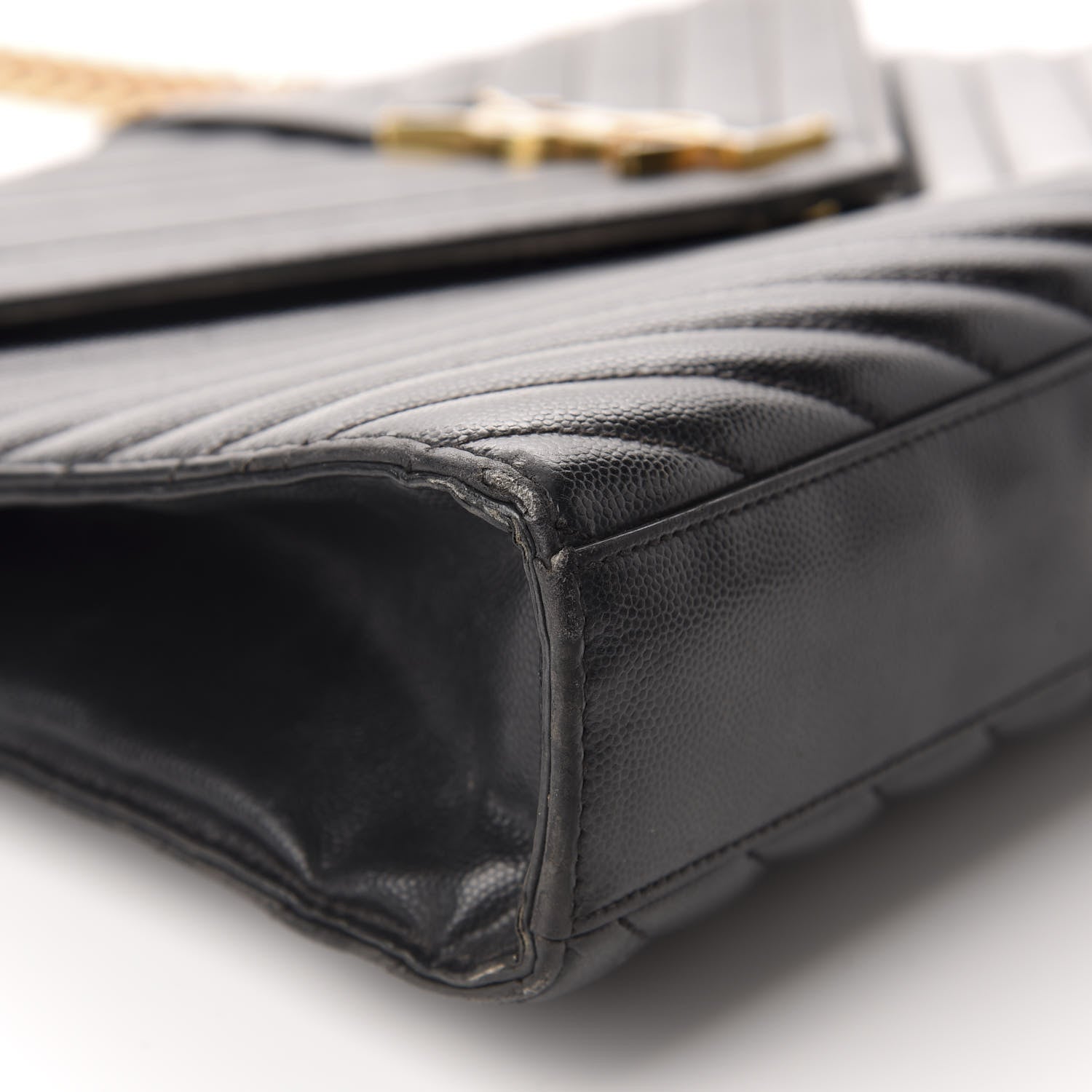 Saint Laurent Grain De Poudre Matelasse Chevron Large Monogram Satchel Black 6 of 17