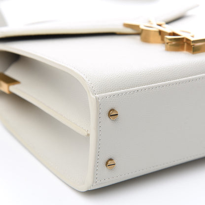 Saint Laurent Grain de Poudre Mini Classic Monogram Cassandra Top Handle Vintage White 7 of 8