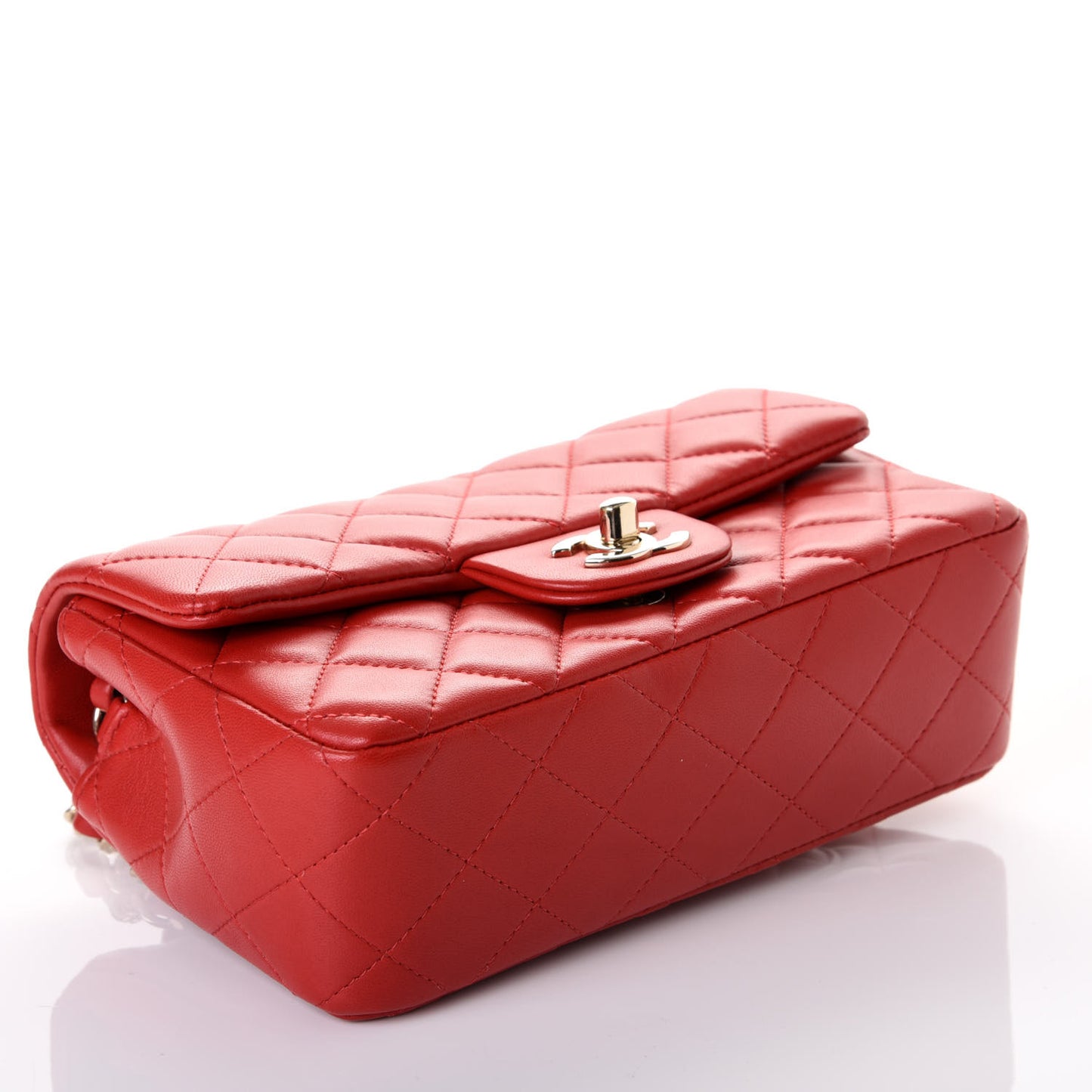 Lambskin Quilted Mini Rectangular Flap Red