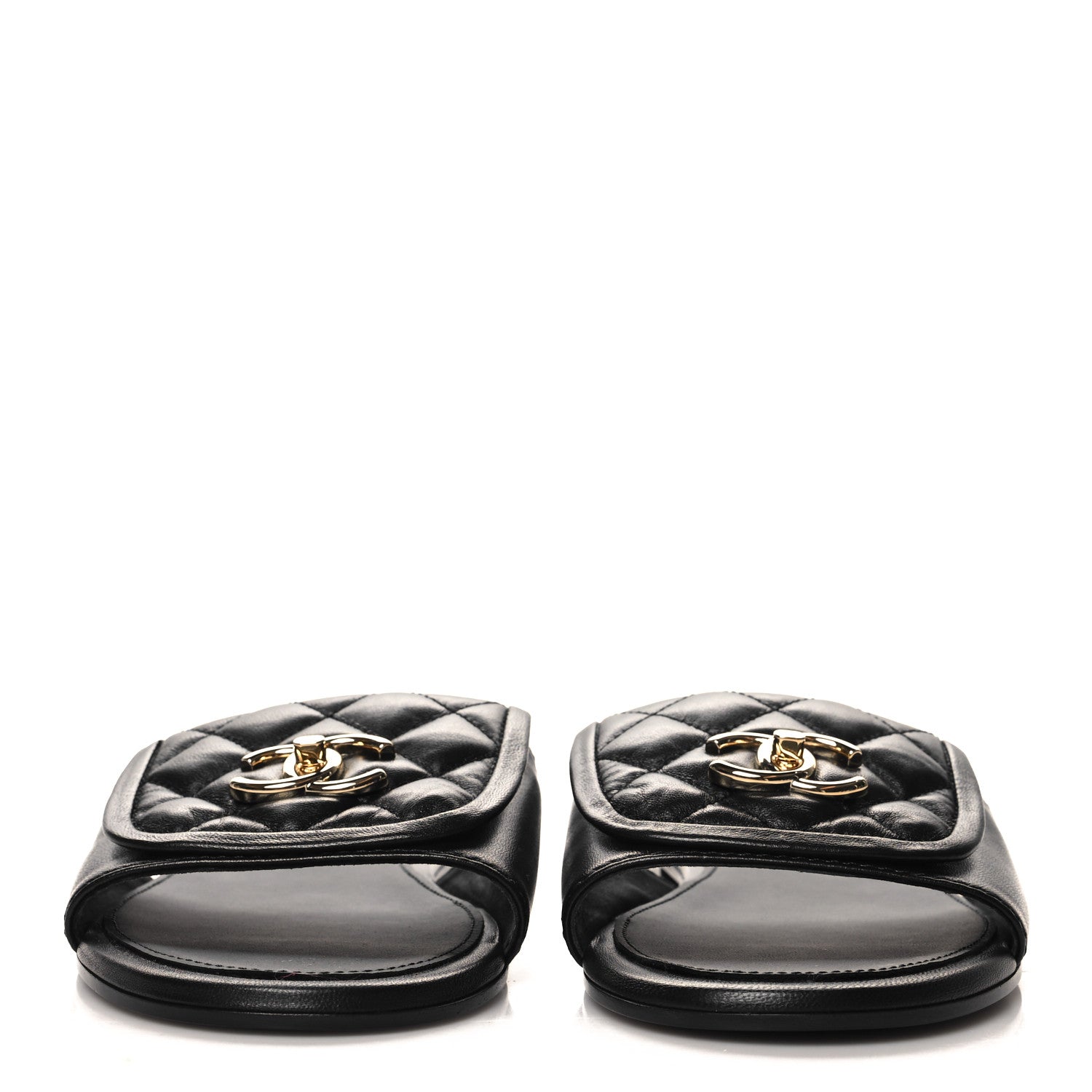 Chanel Lambskin Quilted Turnlock Flat Mules 40.5 Black 3 of 10