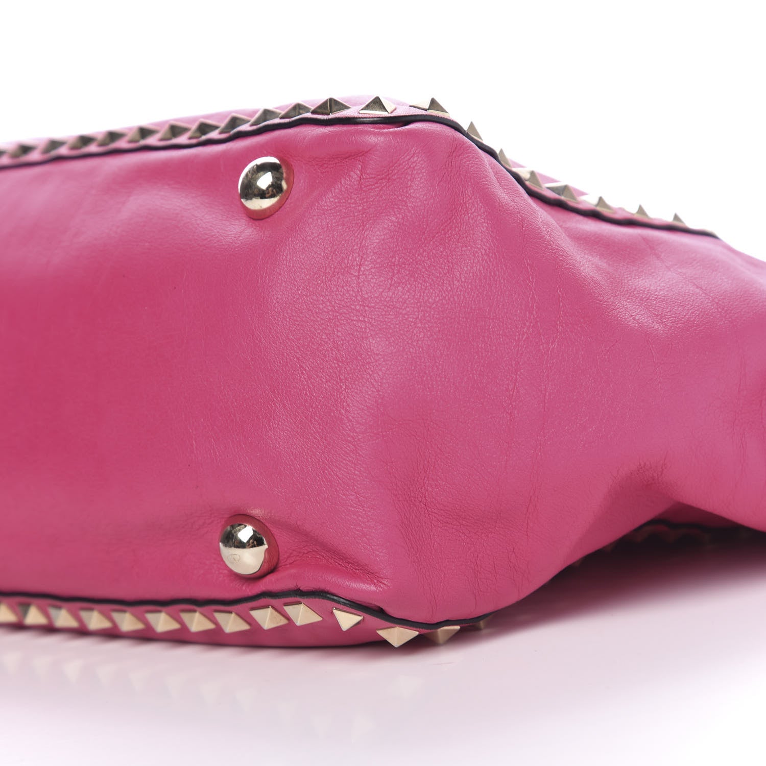 Valentino Garavani Vitello Medium Rockstud Tote Pop Fuxia 10 of 11