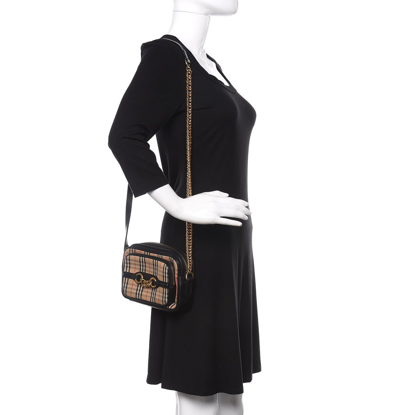 1983 Knight Check Smooth Calfskin Link Camera Bag Black