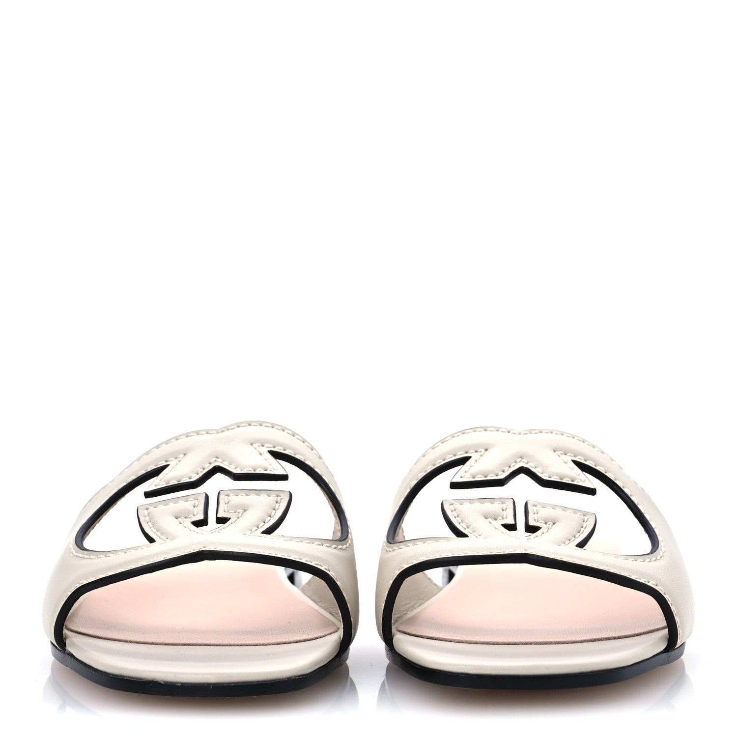 Gucci Cosmos Softy Calfskin Interlocking G Cut Out Slide Sandals 37 Mystic White 3 of 11