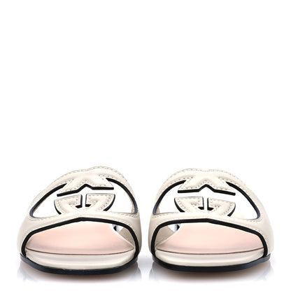 Gucci Cosmos Softy Calfskin Interlocking G Cut Out Slide Sandals 37 Mystic White 3 of 11