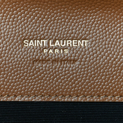 Saint Laurent Grain De Poudre Matelasse Chevron Monogram Cassandre Flap Pouch Natural Dark 6 of 11