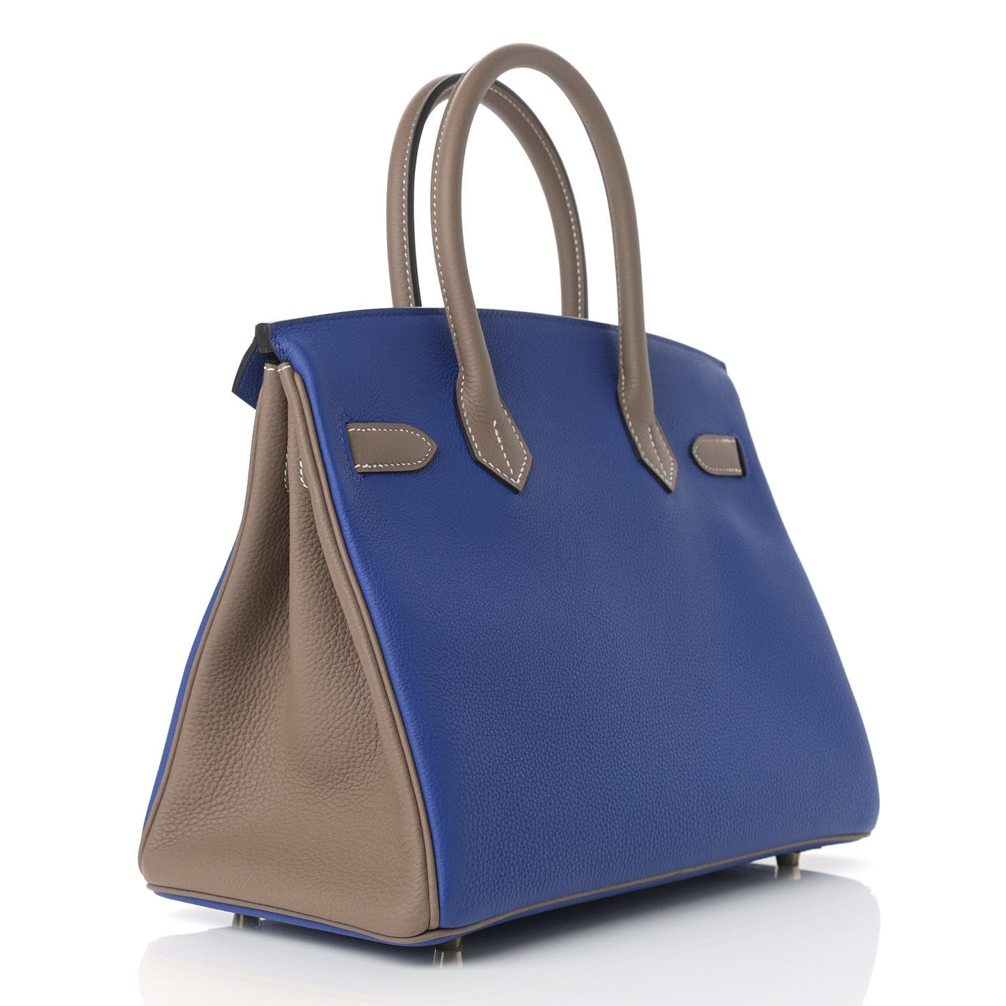 Togo Bi-Color Horseshoe Birkin 30 Bleu Electrique Etoupe