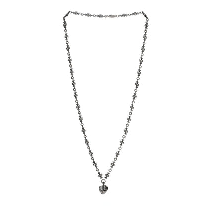 Chrome Hearts Sterling Silver Diamond Heart Pendant Maltese Chain Necklace 3 of 4