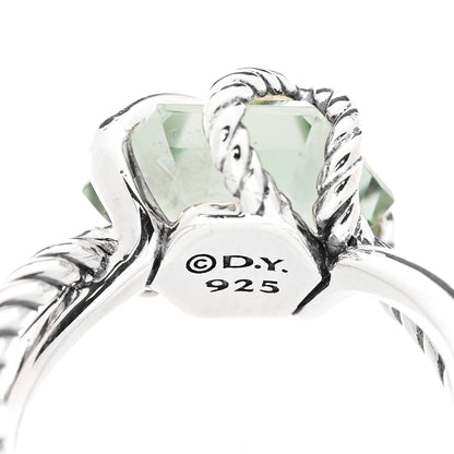 David Yurman Sterling Silver Diamond Prasiolite 10mm Cable Wrap Ring 49 5 4 of 4