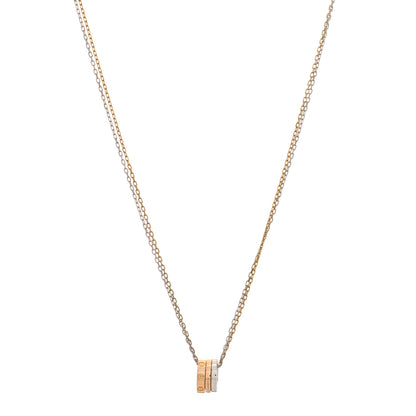 Cartier 18K White Pink Gold Diamond Three Ring LOVE Pendant Necklace 1 of 4