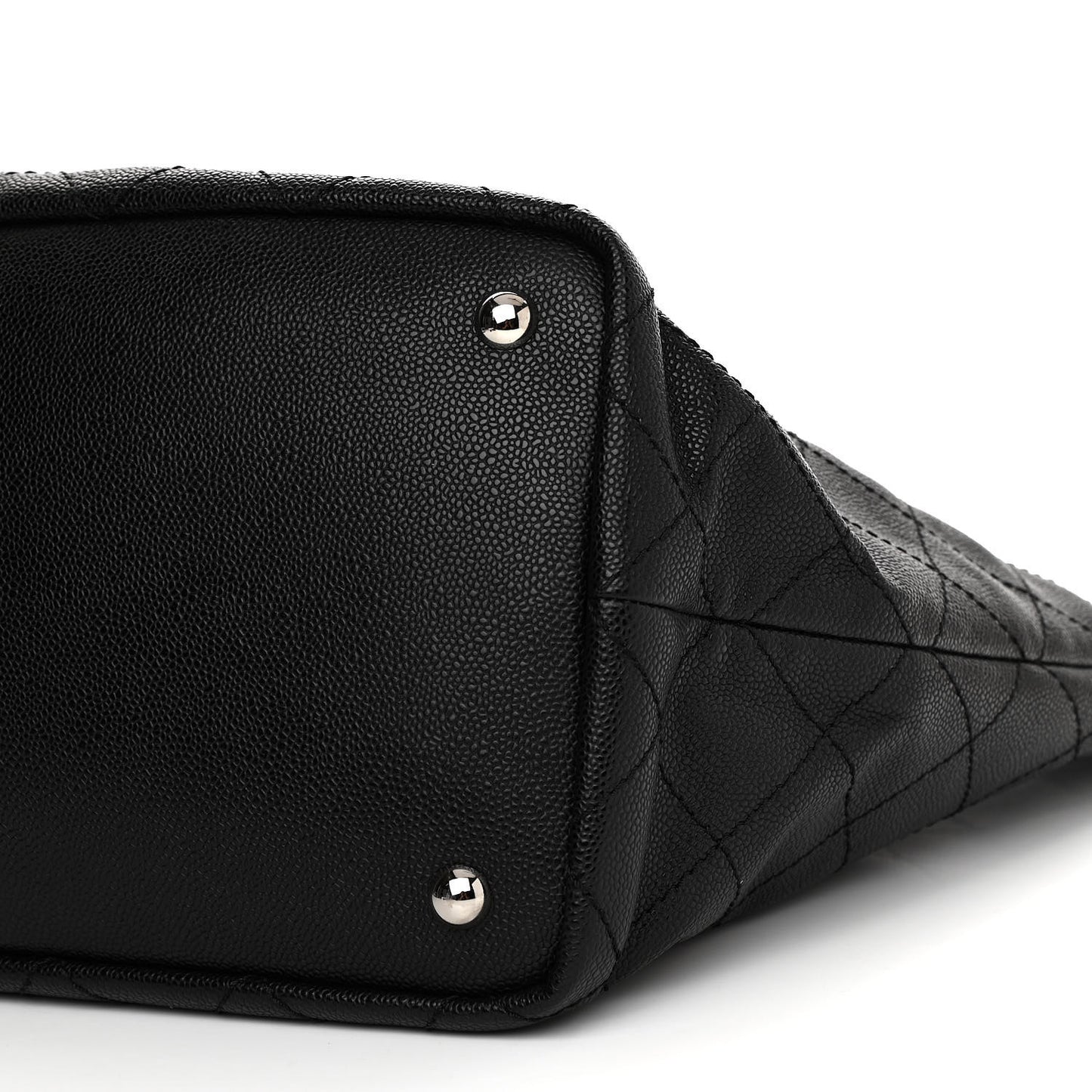 Grained Calfskin Large Shopping Fever Tote Black