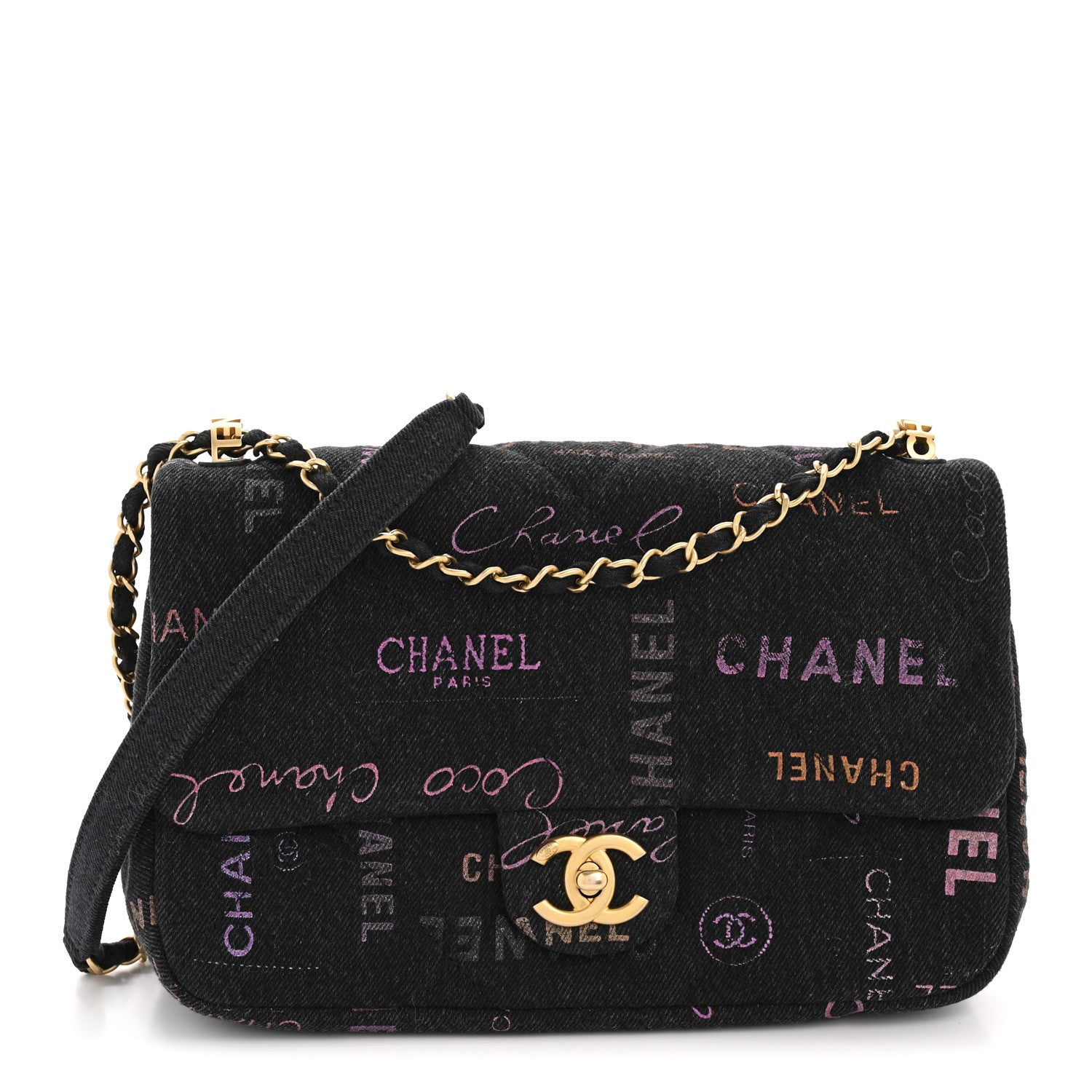 Chanel Denim Quilted Denim Mood Large Flap Black Multicolor 1 of 12