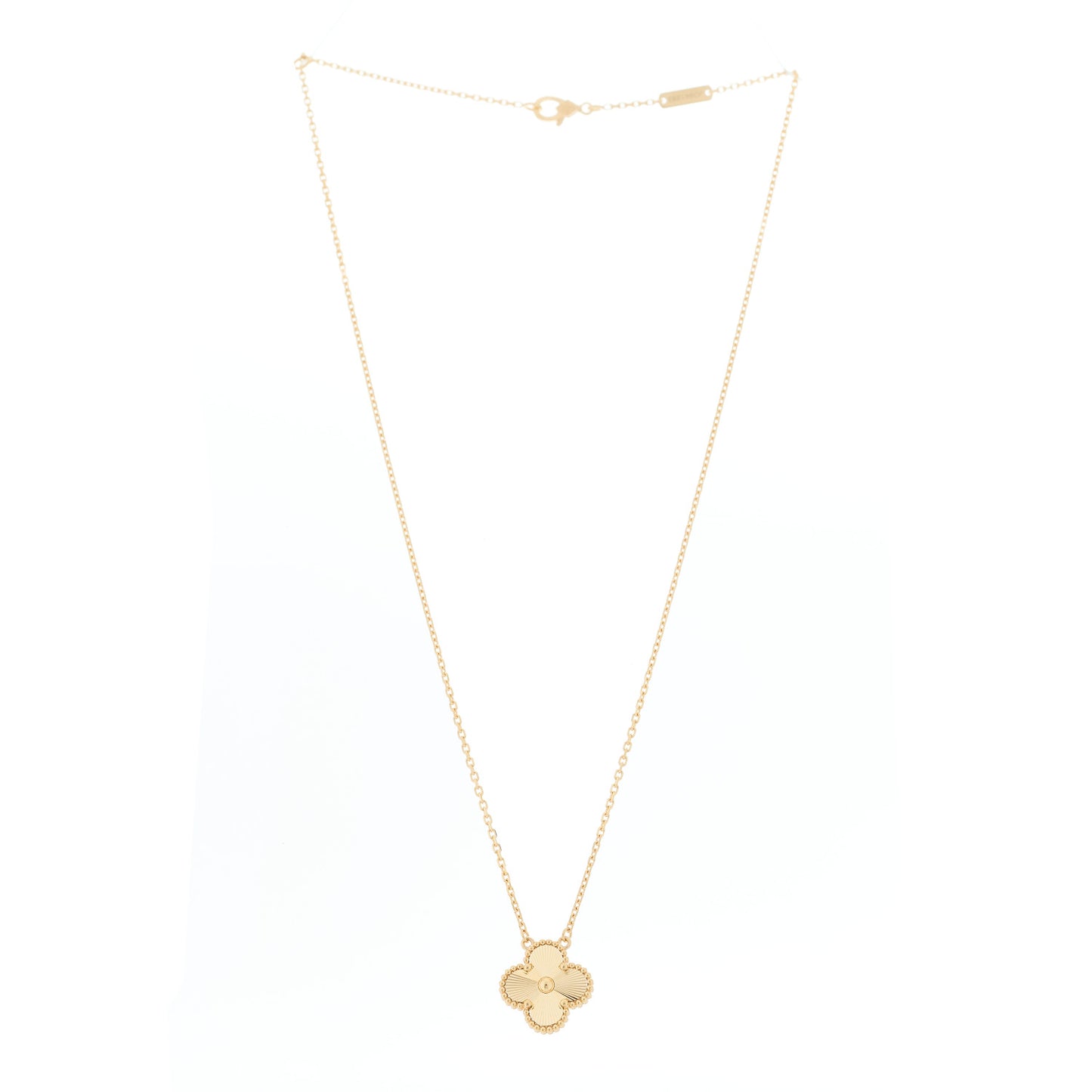 18K Yellow Gold Guilloché Vintage Alhambra Pendant Necklace