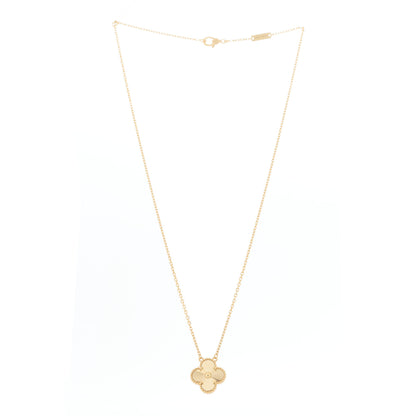 Van Cleef & Arpels 18K Yellow Gold Guilloché Vintage Alhambra Pendant Necklace 3 of 5