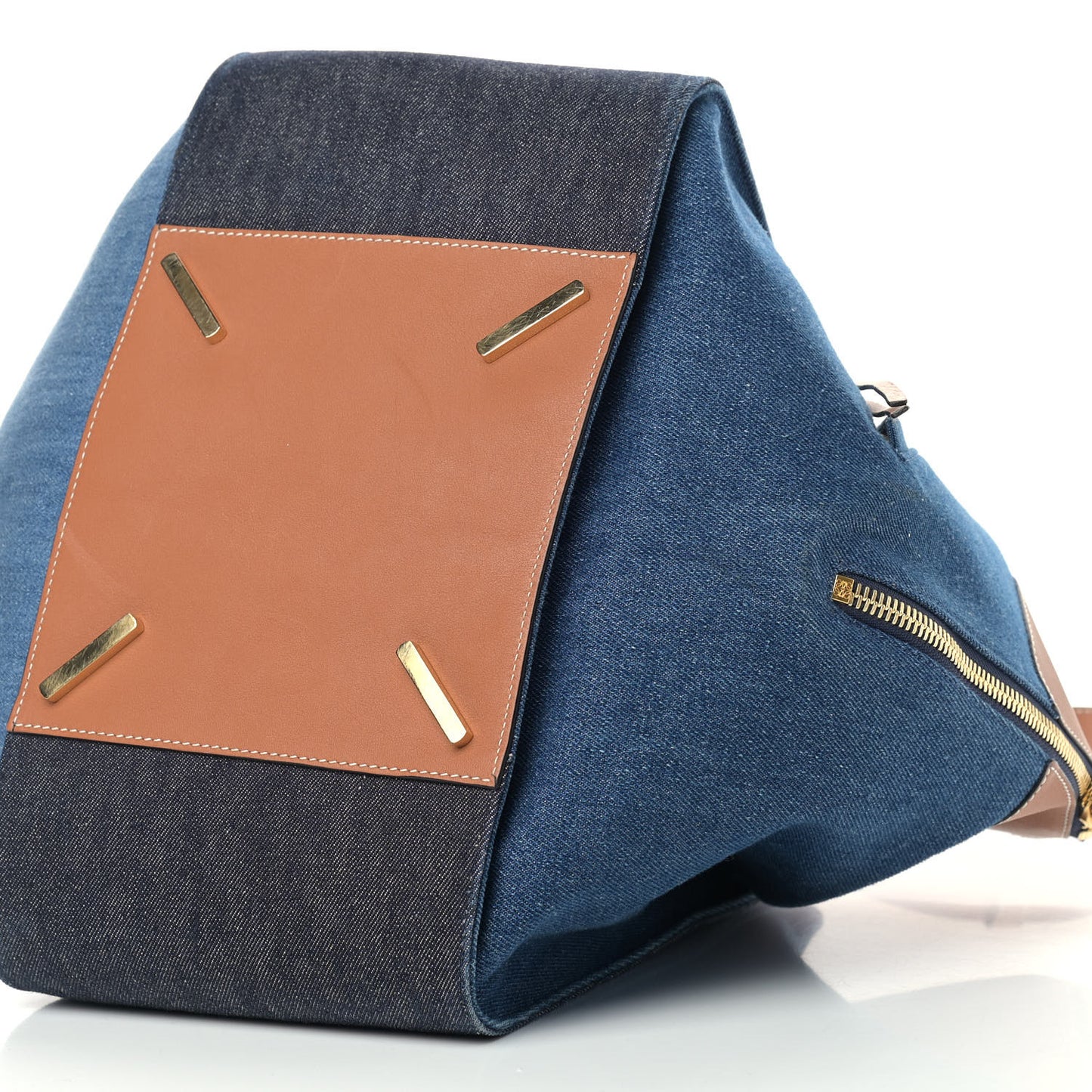 Calfskin Denim Medium Hammock Shoulder Bag Multitone Tan