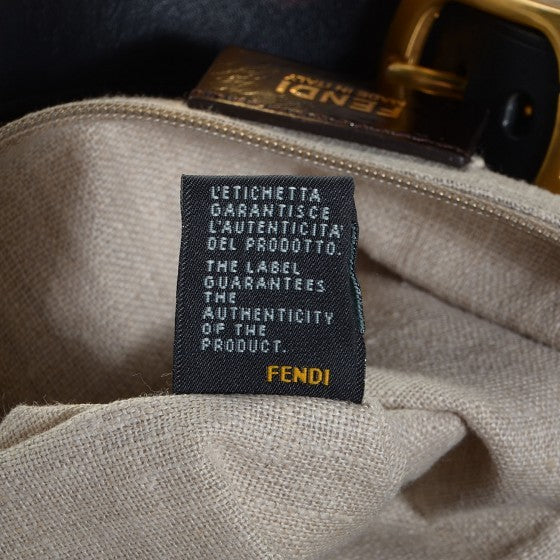 Fendi Pequin Cuoio Vegetale Large Hobo Tobacco Black Cuoio 6 of 10