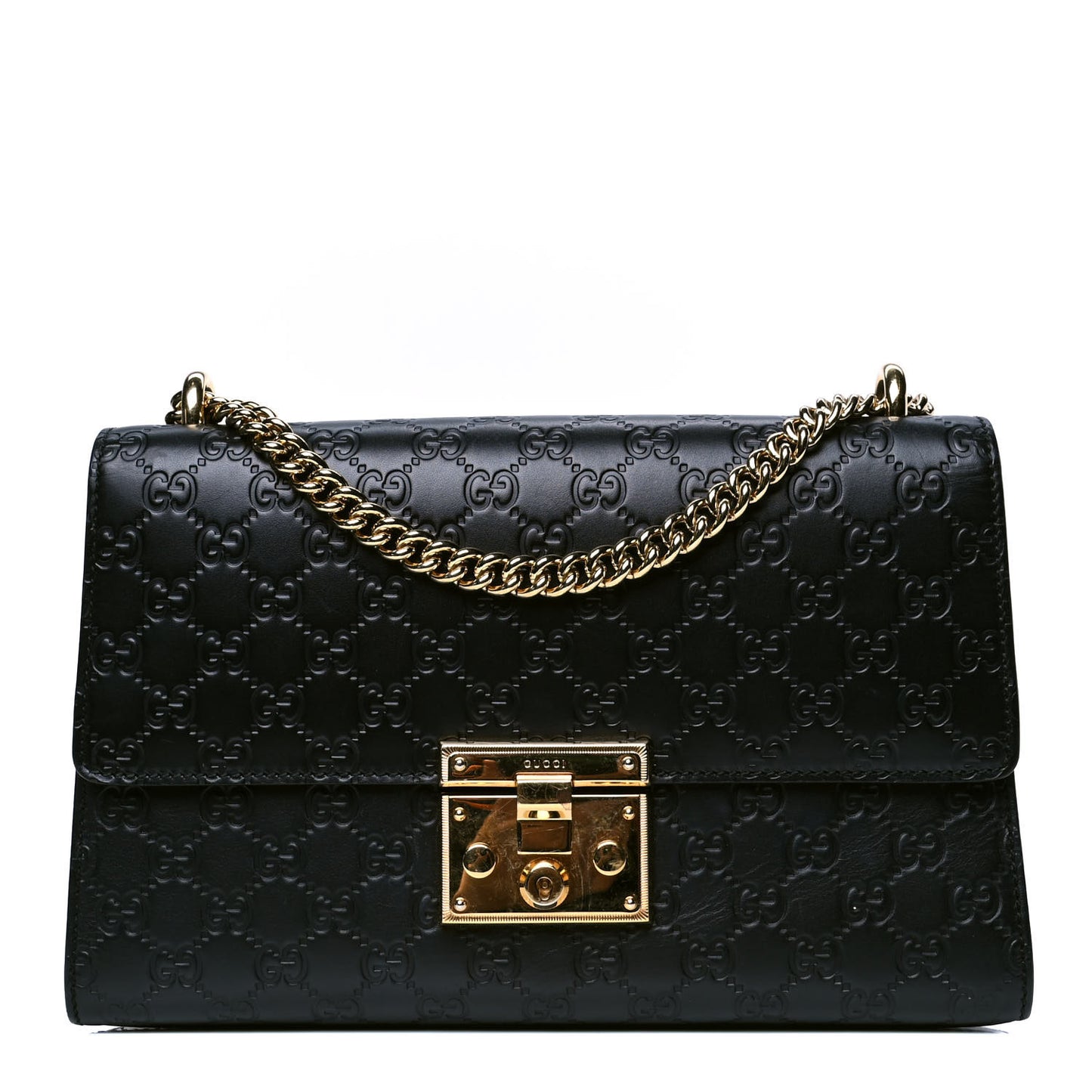 Guccissima Medium Padlock Shoulder Bag Black