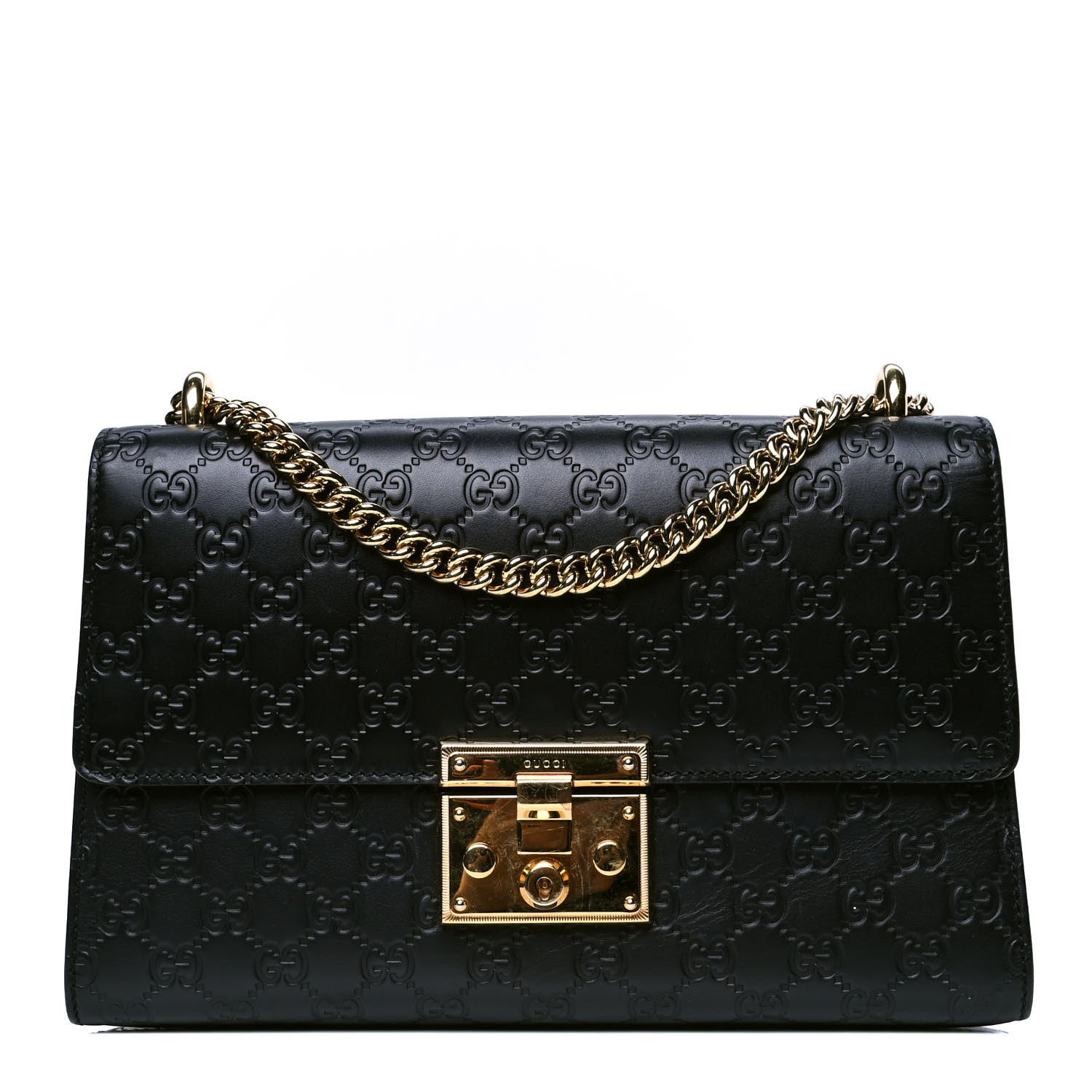 Gucci Guccissima Medium Padlock Shoulder Bag Black 1 of 5