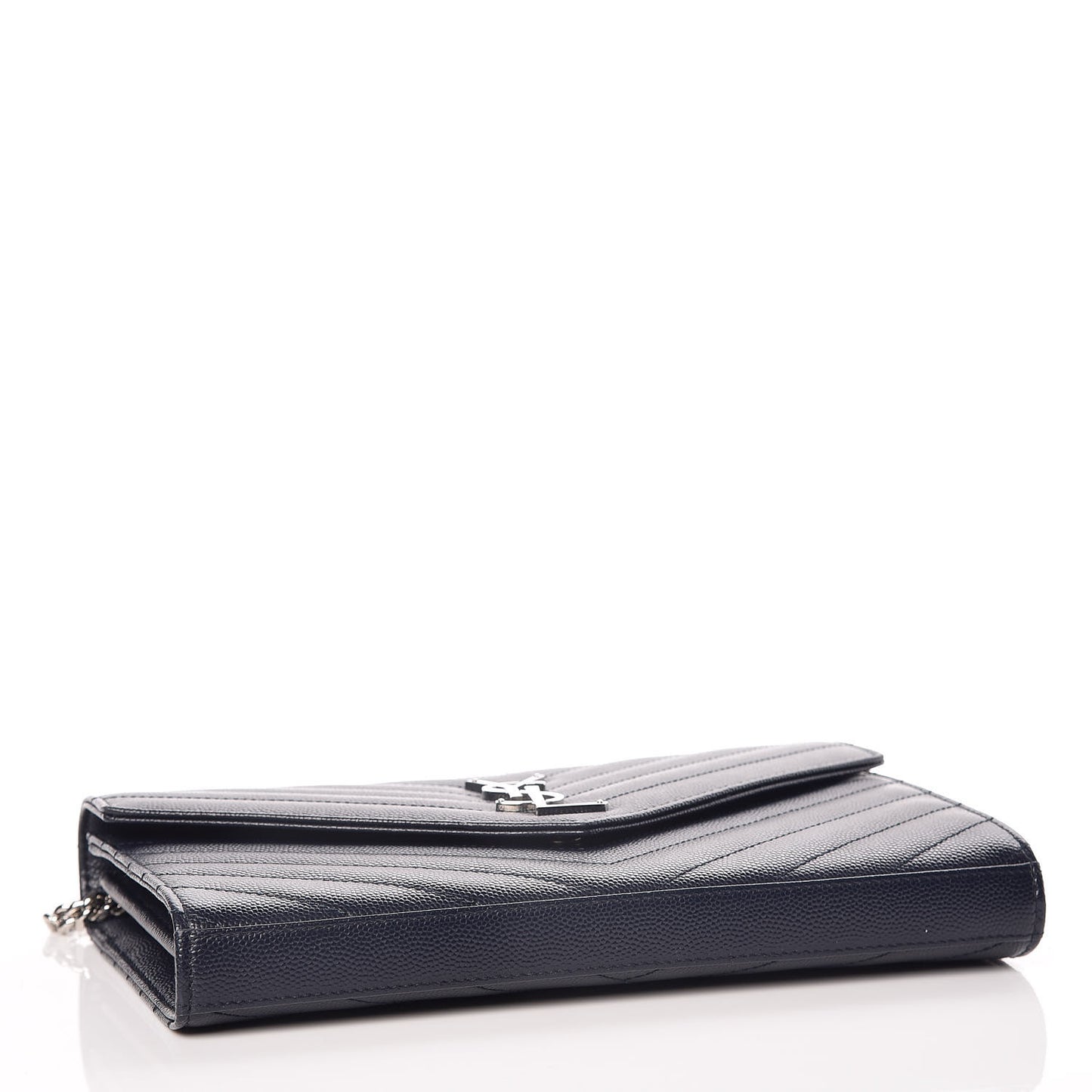 Grain De Poudre Matelasse Chevron Monogram Chain Wallet Deep Marine