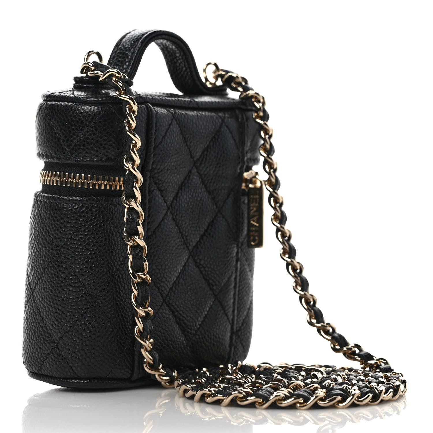 Chanel Caviar Quilted Small Handle With Care Vanity Case With Chain Black 3 of 10