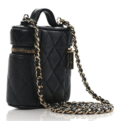 Chanel Caviar Quilted Small Handle With Care Vanity Case With Chain Black 3 of 10