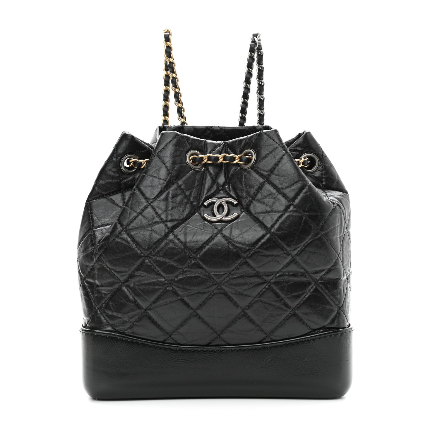 Aged Calfskin Quilted Small Gabrielle Backpack Black