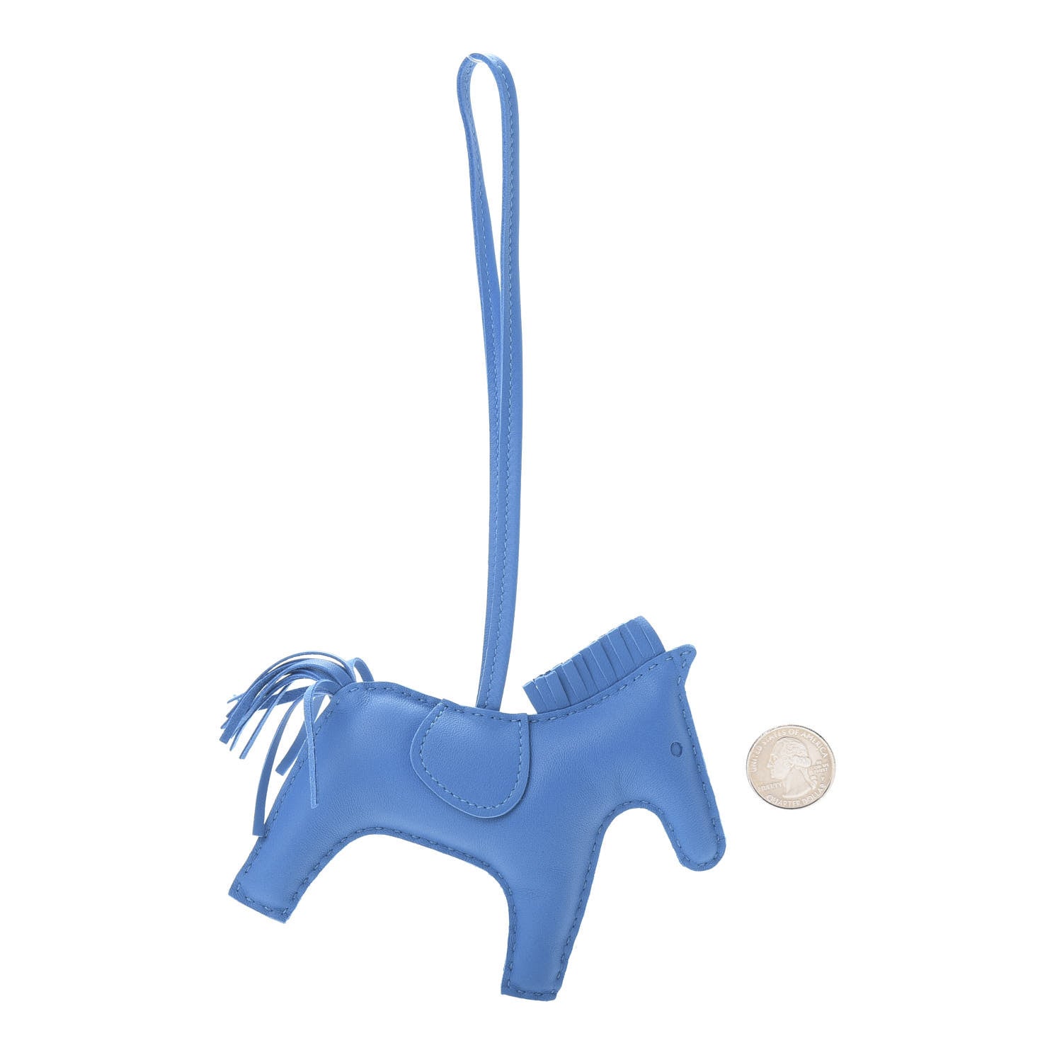 Hermes Milo Lambskin Grigri Rodeo Horse Bag Charm MM Bleu Zanzibar 2 of 5