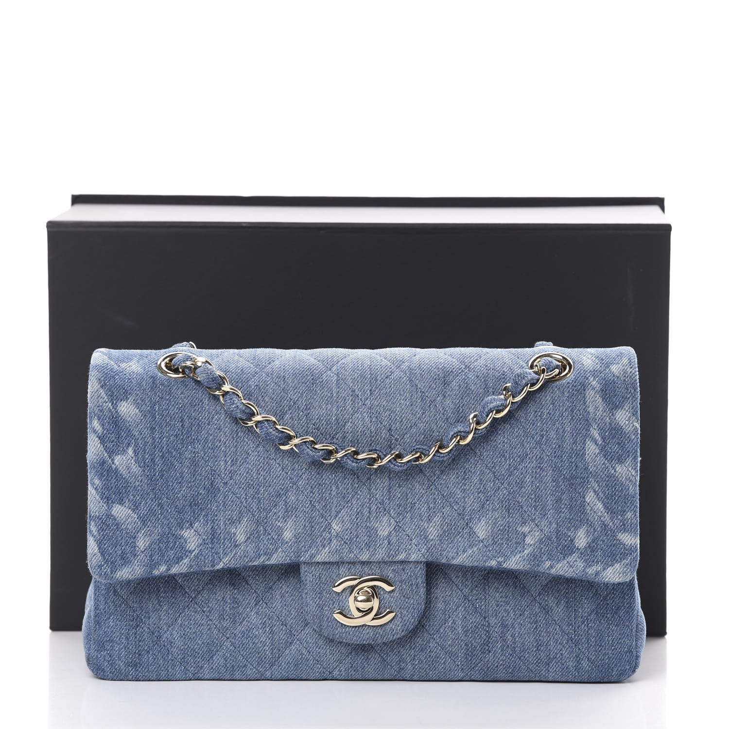 Chanel Denim Quilted Medium Double Flap Blue 11 of 11